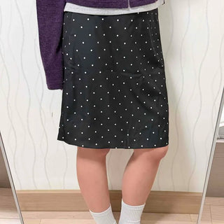Shirred Dot A-Line Daily Midi Skirt