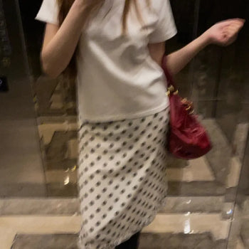 polka dot midi skirt