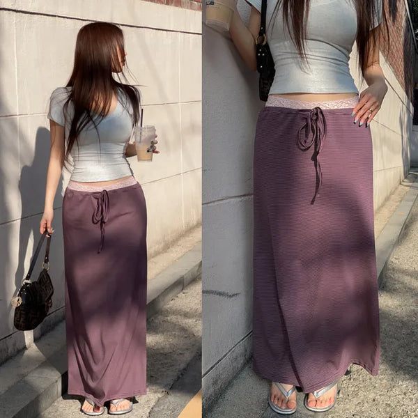 Hesit striped long skirt