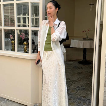 26 FOREST Jacquard Long Flower Skirt