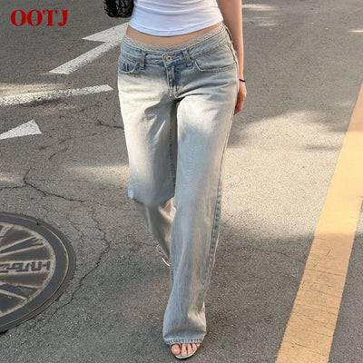 Peanuts Low denim straight pants
