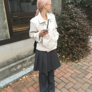 Noir Eyelet Pleated Skirt Pants