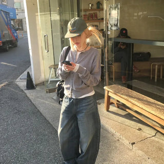 Firenze denim brush-washed wide pants