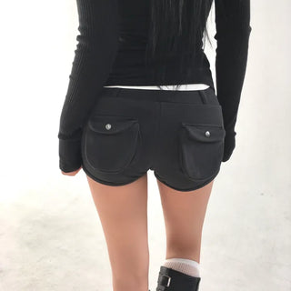 Youngk Back Pocket Elastic Waist Shorts