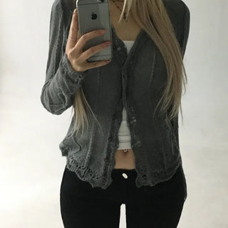 Mousse Diamond Frill Delicate Cardigan