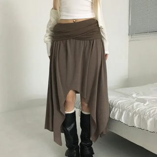 Sophie Folding Asymmetrical Shirred Skirt