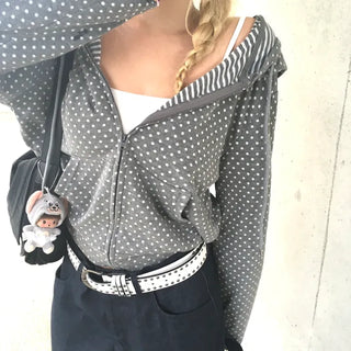 Bambi Dot Stripe Zip-up Hoodie