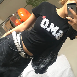 Popo Lettering Dot Slim Short Sleeve T-shirt