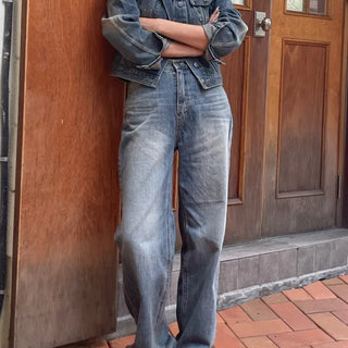 Vintage Mid-wash Wide Pants