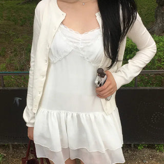 Amy Asymmetrical Frill Slip Dress