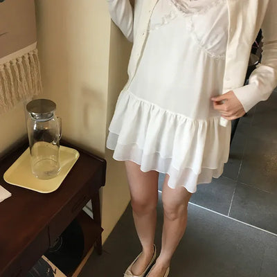 Amy Asymmetrical Frill Slip Dress