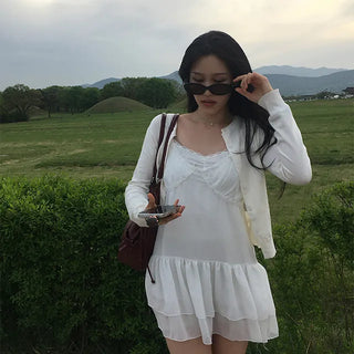 Amy Asymmetrical Frill Slip Dress