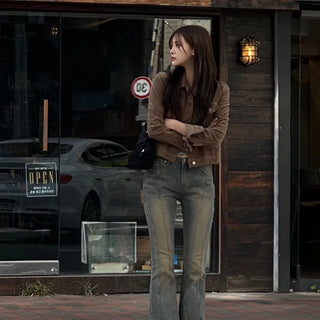 Wave Wash Cut Slim Bootcut Denim Pants