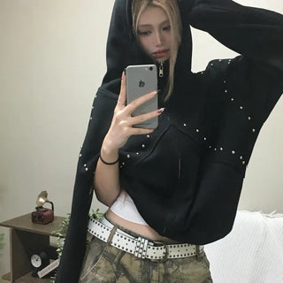 Cross Studded Zip-up Hoodie