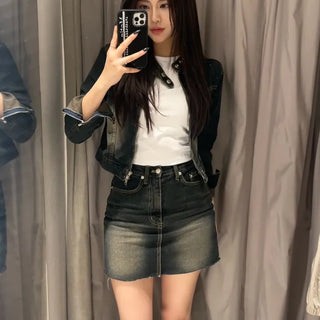 Dipping vintage washed skirt