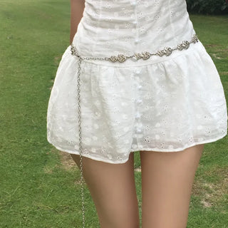 Rose Antique Silver Chain Layered Belt