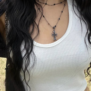 Abe Black Cross Necklace