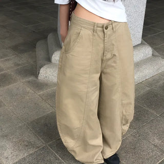 Curved Pintuck Wide Balloon Pants