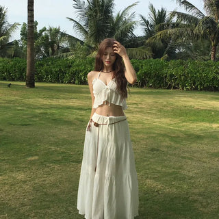 Rosé Tiered Long Skirt
