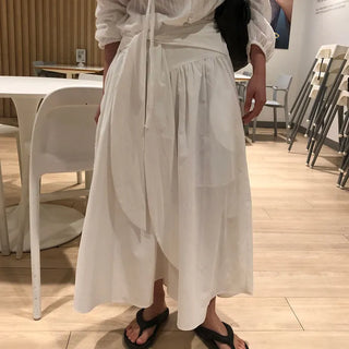 SOPE Women's Wrap Strap Long Elastic Waist Spring Summer Free Size Tie Skirt