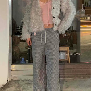 Loose-fit Striped String Wide Daily Long Pants