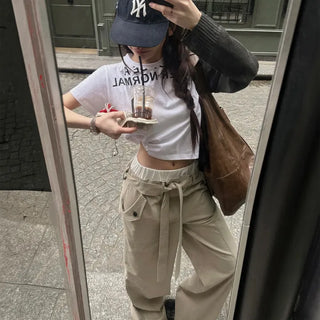 Layered Belted Cotton Pants