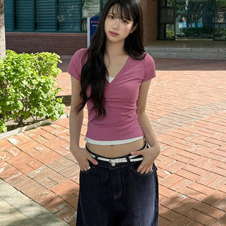 SCO Deep V-Neck Slim Short Sleeve T-Shirt