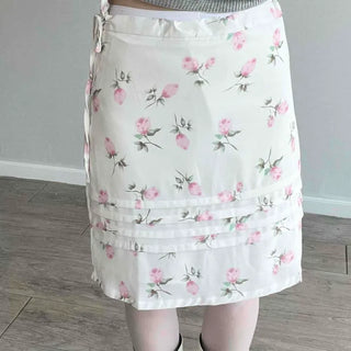 String Flower Wrap A-Line Daily Midi Skirt