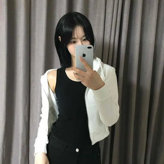 Plain Zipper Zip-Up Long Sleeve Daily