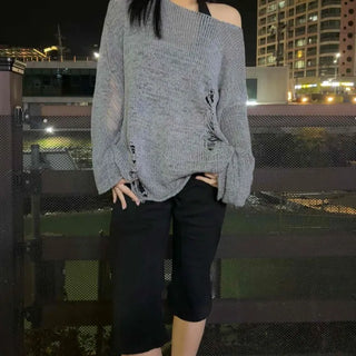 Oversized Washed Cutout Plain Daily