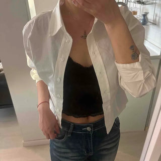 Oversized Plain Button-Down Short Sleeve Shirt