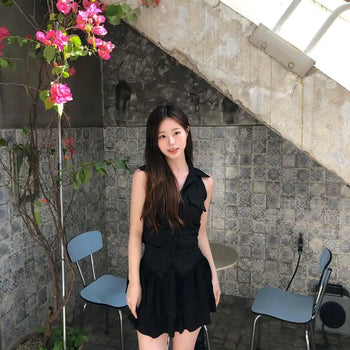 Button Flap Pocket Striped Sleeveless Blouse