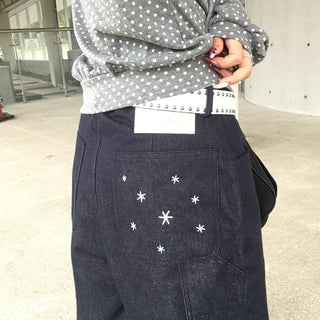 Winkle Star Embroidered Carpenter Non-Fade Denim Pants