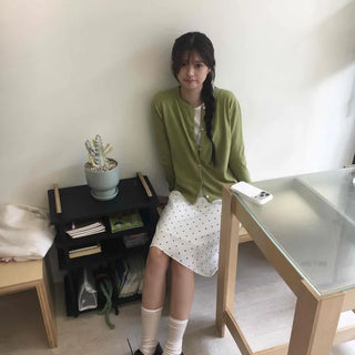 Dot A-line Daily Midi Skirt