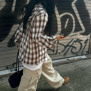 Maroon Hooded Cap Oversized Check Shirt