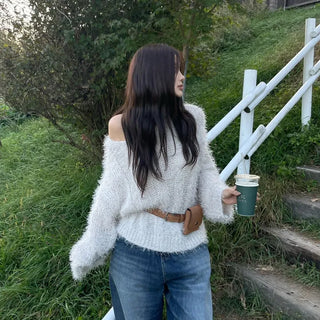 Needs Boat Neck Pine Needle Loose Soft Knit