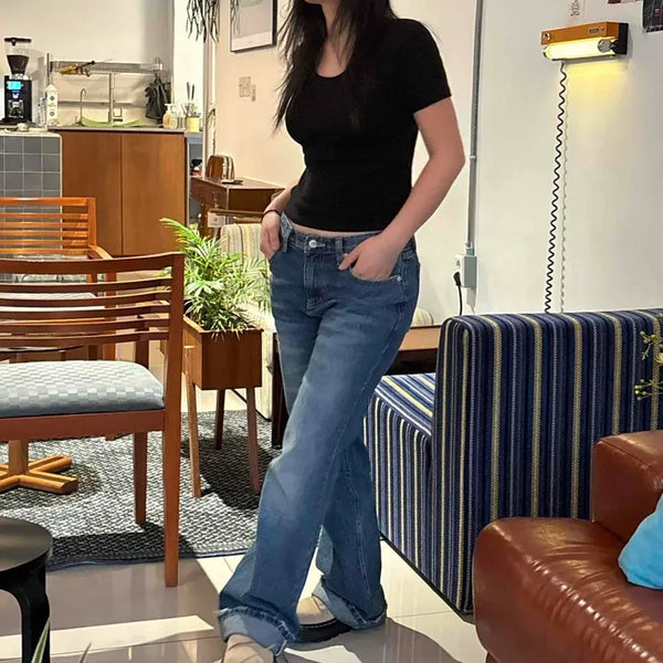 Washed Wide Loose Fit Daily Long Pants