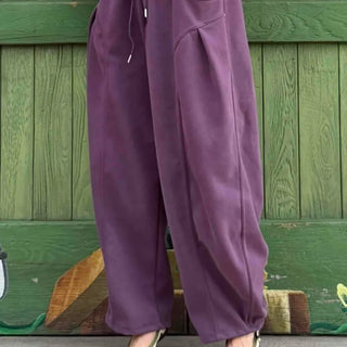 Loose Fit String Wide Barrel Daily Long Pants