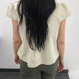 Blank Button Field Jacket Short Sleeve Blouse