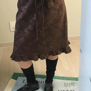Frill String Flower A-Line Daily Midi Skirt