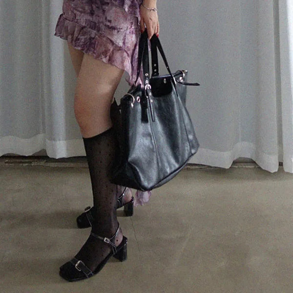 Studded Eyelet Shoulder Tote Bag