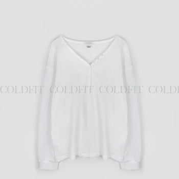 Henley neck waffle t-shirt