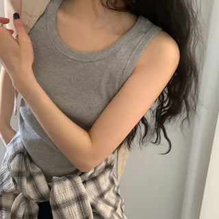 Cracker Ribbed Basic Round Sleeveless Sleeveless Top