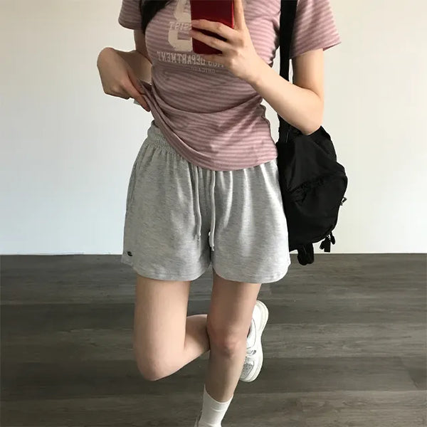 J.New Pendant Elastic Waist Cotton Training Shorts