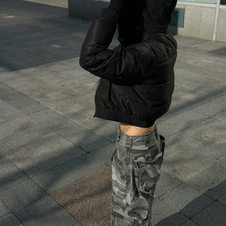 Air Hood Fur Crop Padded Jacket