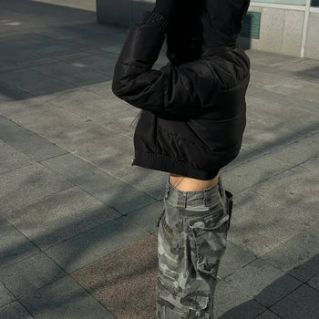 Air Hood Fur Crop Padded Jacket