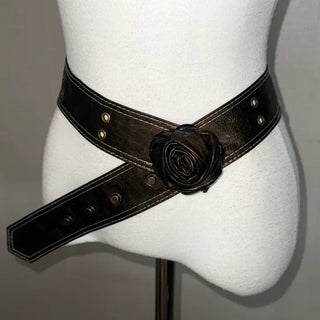 Goat Vintage Rose Leather Snap Belt