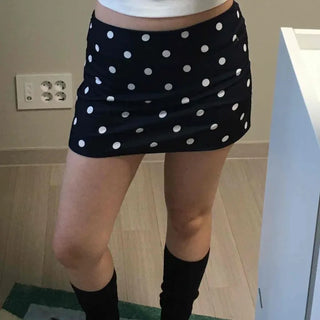 Zipper Dot Straight H-Line Daily Mini Skirt