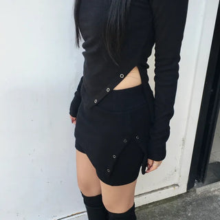 Hills Side Snap Slit Knit Skirt Pants