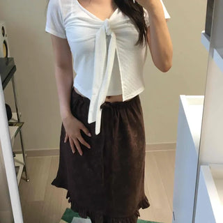 Ribbon Plain Slim Fit Daily Short Sleeve T-shirt
